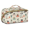 thumbnail image 1 of FORMRS Makeup Bag Travel Cosmetic Organizer for Women Fold Flat Zipper Pouch with Handle, Cartoon Dog Reading Pattern, 1 of 8
