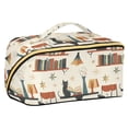 thumbnail image 1 of FORMRS Makeup Bag Travel Cosmetic Organizer for Women Fold Flat Zipper Pouch with Handle, Cats Reading Pattern, 1 of 8