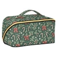 thumbnail image 1 of FORMRS Makeup Bag Travel Cosmetic Organizer for Women Fold Flat Zipper Pouch with Handle, Christmas Candy Cane, 1 of 8