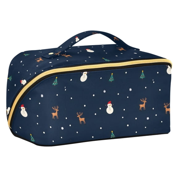 FORMRS Makeup Bag Travel Cosmetic Organizer for Women Fold Flat Zipper Pouch with Handle, Christmas Whimsy