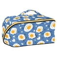 thumbnail image 1 of FORMRS Makeup Bag Travel Cosmetic Organizer for Women Fold Flat Zipper Pouch with Handle, Cute Fried Eggs, 1 of 8