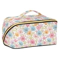 thumbnail image 1 of FORMRS Makeup Bag Travel Cosmetic Organizer for Women Fold Flat Zipper Pouch with Handle, Cute Pastel Flowers Pattern, 1 of 8