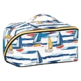 thumbnail image 1 of FORMRS Makeup Bag Travel Cosmetic Organizer for Women Fold Flat Zipper Pouch with Handle, Dark Blue Hand Drawn Sailboats, 1 of 8