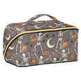 thumbnail image 1 of FORMRS Makeup Bag Travel Cosmetic Organizer for Women Fold Flat Zipper Pouch with Handle, Gray Halloween Skeleton, 1 of 8