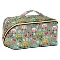 thumbnail image 1 of FORMRS Makeup Bag Travel Cosmetic Organizer for Women Fold Flat Zipper Pouch with Handle, Green Cartoon Trucks Pattern, 1 of 8