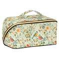 thumbnail image 1 of FORMRS Makeup Bag Travel Cosmetic Organizer for Women Fold Flat Zipper Pouch with Handle, Green Floral Pattern, 1 of 8