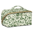 thumbnail image 1 of FORMRS Makeup Bag Travel Cosmetic Organizer for Women Fold Flat Zipper Pouch with Handle, Green Floral, 1 of 8