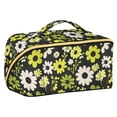 thumbnail image 1 of FORMRS Makeup Bag Travel Cosmetic Organizer for Women Fold Flat Zipper Pouch with Handle, Green Flower Pattern, 1 of 8