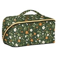 thumbnail image 1 of FORMRS Makeup Bag Travel Cosmetic Organizer for Women Fold Flat Zipper Pouch with Handle, Green Flowers Pattern, 1 of 8