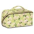 thumbnail image 1 of FORMRS Makeup Bag Travel Cosmetic Organizer for Women Fold Flat Zipper Pouch with Handle, Green Flowers Pattern, 1 of 8