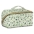 thumbnail image 1 of FORMRS Makeup Bag Travel Cosmetic Organizer for Women Fold Flat Zipper Pouch with Handle, Green Triangles Pattern, 1 of 8