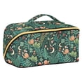 thumbnail image 1 of FORMRS Makeup Bag Travel Cosmetic Organizer for Women Fold Flat Zipper Pouch with Handle, Green Vibrant Forest Pattern, 1 of 8