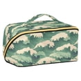 thumbnail image 1 of FORMRS Makeup Bag Travel Cosmetic Organizer for Women Fold Flat Zipper Pouch with Handle, Green Wave Pattern, 1 of 8