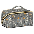 thumbnail image 1 of FORMRS Makeup Bag Travel Cosmetic Organizer for Women Fold Flat Zipper Pouch with Handle, Halloween Dancing Skeleton, 1 of 8