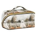 thumbnail image 1 of FORMRS Makeup Bag Travel Cosmetic Organizer for Women Fold Flat Zipper Pouch with Handle, Halloween Pumpkin Field, 1 of 8