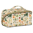 thumbnail image 1 of FORMRS Makeup Bag Travel Cosmetic Organizer for Women Fold Flat Zipper Pouch with Handle, Leaves Pattern, 1 of 8