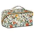 thumbnail image 1 of FORMRS Makeup Bag Travel Cosmetic Organizer for Women Fold Flat Zipper Pouch with Handle, Light Green Floral Pattern, 1 of 8