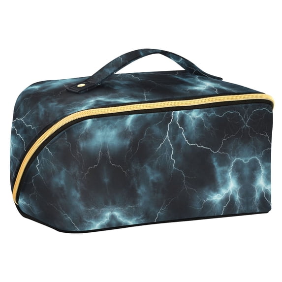 FORMRS Makeup Bag Travel Cosmetic Organizer for Women Fold Flat Zipper Pouch with Handle, Lightning Pattern