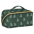 thumbnail image 1 of FORMRS Makeup Bag Travel Cosmetic Organizer for Women Fold Flat Zipper Pouch with Handle, New Year Tree Pattern, 1 of 8