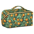 thumbnail image 1 of FORMRS Makeup Bag Travel Cosmetic Organizer for Women Fold Flat Zipper Pouch with Handle, Orange Tree Pattern, 1 of 8