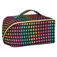 thumbnail image 1 of FORMRS Makeup Bag Travel Cosmetic Organizer for Women Fold Flat Zipper Pouch with Handle, Pink Block Pattern, 1 of 8
