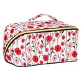 thumbnail image 1 of FORMRS Makeup Bag Travel Cosmetic Organizer for Women Fold Flat Zipper Pouch with Handle, Pink Floral, 1 of 8