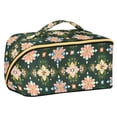 thumbnail image 1 of FORMRS Makeup Bag Travel Cosmetic Organizer for Women Fold Flat Zipper Pouch with Handle, Pink Geometric Flowers, 1 of 8