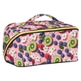 thumbnail image 1 of FORMRS Makeup Bag Travel Cosmetic Organizer for Women Fold Flat Zipper Pouch with Handle, Pink Kiwi, 1 of 8