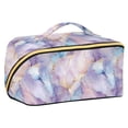 thumbnail image 1 of FORMRS Makeup Bag Travel Cosmetic Organizer for Women Fold Flat Zipper Pouch with Handle, Purple Marble Pattern, 1 of 8