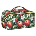 thumbnail image 1 of FORMRS Makeup Bag Travel Cosmetic Organizer for Women Fold Flat Zipper Pouch with Handle, Red Apple Pattern, 1 of 8