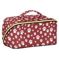 thumbnail image 1 of FORMRS Makeup Bag Travel Cosmetic Organizer for Women Fold Flat Zipper Pouch with Handle, Red Cartoon Paws Pattern, 1 of 8