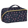 thumbnail image 1 of FORMRS Makeup Bag Travel Cosmetic Organizer for Women Fold Flat Zipper Pouch with Handle, Red Fireworks Pattern, 1 of 8