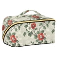 thumbnail image 1 of FORMRS Makeup Bag Travel Cosmetic Organizer for Women Fold Flat Zipper Pouch with Handle, Red Floral Pattern, 1 of 8
