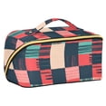 thumbnail image 1 of FORMRS Makeup Bag Travel Cosmetic Organizer for Women Fold Flat Zipper Pouch with Handle, Red Teal Plaid, 1 of 8