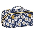 thumbnail image 1 of FORMRS Makeup Bag Travel Cosmetic Organizer for Women Fold Flat Zipper Pouch with Handle, Retro Daisy Pattern, 1 of 8