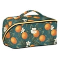 thumbnail image 1 of FORMRS Makeup Bag Travel Cosmetic Organizer for Women Fold Flat Zipper Pouch with Handle, Retro Floral Orange, 1 of 8