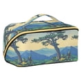 thumbnail image 1 of FORMRS Makeup Bag Travel Cosmetic Organizer for Women Fold Flat Zipper Pouch with Handle, Retro Mountain, 1 of 8