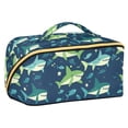 thumbnail image 1 of FORMRS Makeup Bag Travel Cosmetic Organizer for Women Fold Flat Zipper Pouch with Handle, Sharks Pattern, 1 of 8