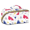thumbnail image 1 of FORMRS Makeup Bag Travel Cosmetic Organizer for Women Fold Flat Zipper Pouch with Handle, Simple Triangles, 1 of 8