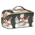thumbnail image 1 of FORMRS Makeup Bag Travel Cosmetic Organizer for Women Fold Flat Zipper Pouch with Handle, Snowman Family, 1 of 8