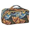 thumbnail image 1 of FORMRS Makeup Bag Travel Cosmetic Organizer for Women Fold Flat Zipper Pouch with Handle, Starry Pizza, 1 of 8
