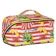 thumbnail image 1 of FORMRS Makeup Bag Travel Cosmetic Organizer for Women Fold Flat Zipper Pouch with Handle, Striped Lemon, 1 of 8