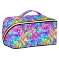 thumbnail image 1 of FORMRS Makeup Bag Travel Cosmetic Organizer for Women Fold Flat Zipper Pouch with Handle, Vibrant Geometric Pattern, 1 of 8