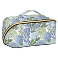 thumbnail image 1 of FORMRS Makeup Bag Travel Cosmetic Organizer for Women Fold Flat Zipper Pouch with Handle, Vibrant Hydrangeas Pattern, 1 of 8