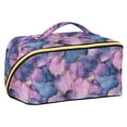 thumbnail image 1 of FORMRS Makeup Bag Travel Cosmetic Organizer for Women Fold Flat Zipper Pouch with Handle, Watercolor Pink Marble Pattern, 1 of 8