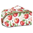 thumbnail image 1 of FORMRS Makeup Bag Travel Cosmetic Organizer for Women Fold Flat Zipper Pouch with Handle, White Apple Pattern, 1 of 8