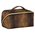 thumbnail image 1 of FORMRS Makeup Bag Travel Cosmetic Organizer for Women Fold Flat Zipper Pouch with Handle, Wood Grain, 1 of 8