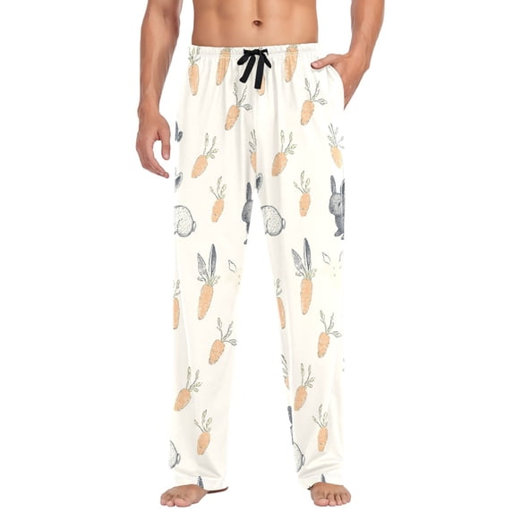 FORMRS Mens Pajama Pants with Pockets Soft Cotton Sleepwear Lounge Bottoms, Sizes S-2XL, Adorable Bunnies