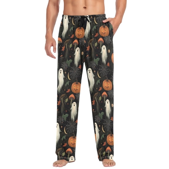 FORMRS Mens Pajama Pants with Pockets Soft Cotton Sleepwear Lounge Bottoms, Sizes S-2XL, Autumn Ghost Pattern