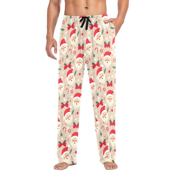 FORMRS Mens Pajama Pants with Pockets Cotton Sleepwear Lounge Bottoms Sizes S-2XL, Christmas Santa Claus Pattern